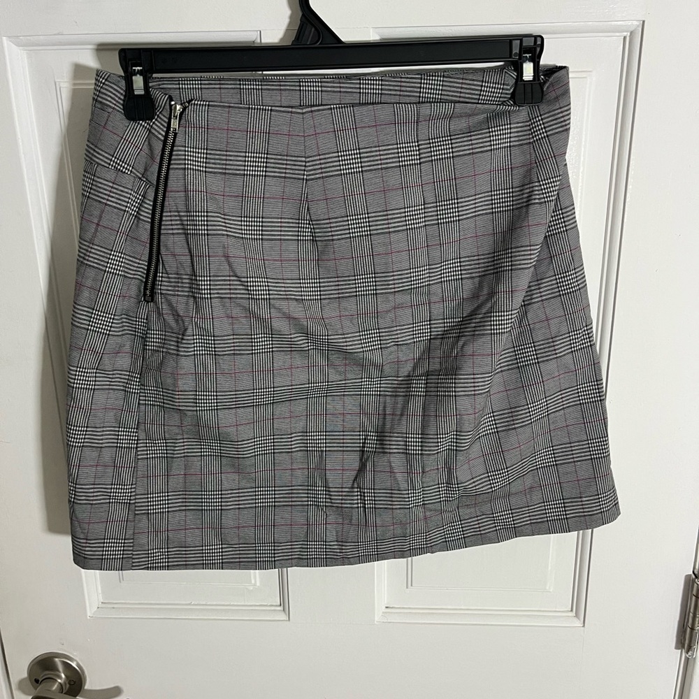 Candie's Gray and Pink Plaid Mini Skirt